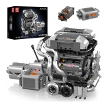 KIT DE BLOCOS DE MONTAR MOTOR W16 BUG SUPERCAR + TRANSMISSÃO 2024 PEÇAS MOULD KING 10201